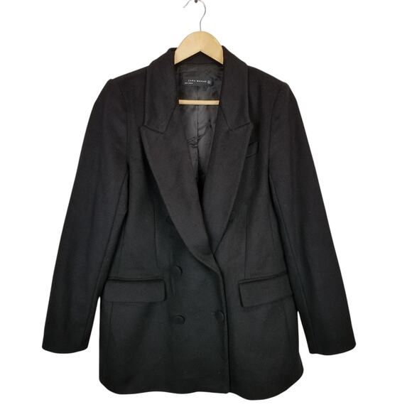 Zara Woman Black Tuxedo Style Double Breasted Blazer Jacket Size Medium - Picture 1 of 6